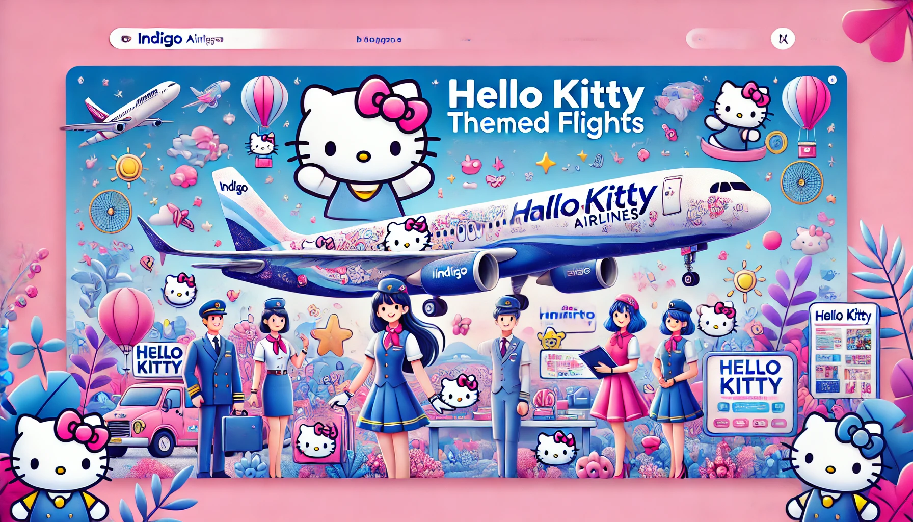 hello kitty themed flight